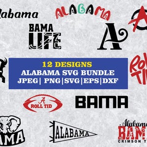 Alabama SVG Bundle: Football, State Sign, Roll Tide (Digital Download)