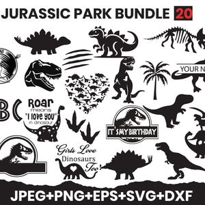Jurassic Park Dinosaur SVG Bundle: T-Rex Clipart (Digital Download)