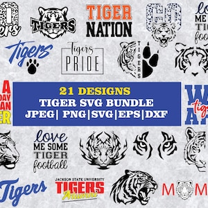 Tiger Mascot SVG Bundle: Clipart, Head, Face - Cricut Ready (Instant Download