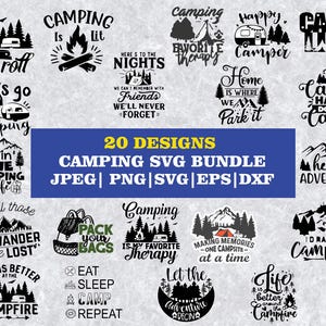 Camping SVG Bundle: Adventure Designs for Cricut, Silhouette (Digital Download)