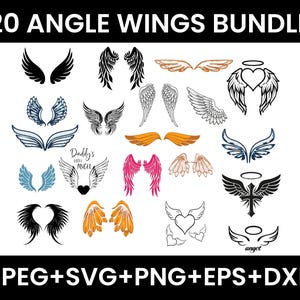 Angel Wings Svg Bundle, Angel Wings Clip Art, Wings Cut File for Silhouette, Angel Wings Bundle, Wings Svg Png Dxf, memorial svg, Rip svg