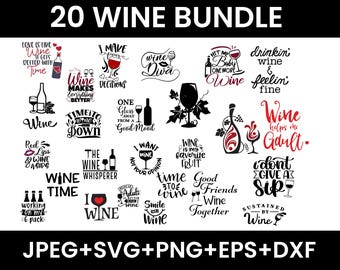 Wine SVG Bundle, Funny Sayings, Wine Quote Cut Files (Digital Download)