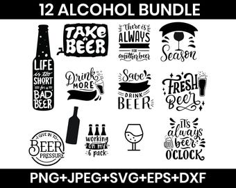 Alcohol Quotes SVG Bundle: Funny Drinking Designs (Digital Download)
