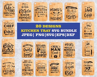 Kitchen Tray SVG Bundle: 20 Baking & Cutting Board Designs (Digital Download)
