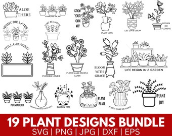 Plant SVG Bundle: Garden & Houseplant Designs (Digital Download)