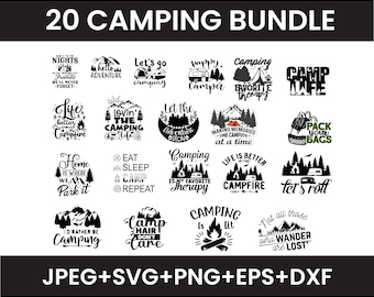Paquete SVG de camping: diseños de fogatas, caravanas y vida en el campamento (descarga digital)