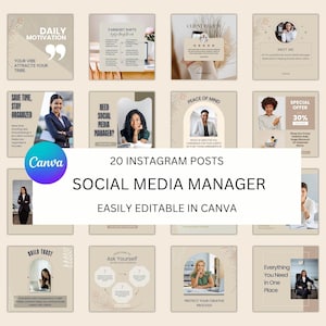 Social Media Manager Templates - Canva Templates for Coaches - Social Media Marketing - Portrait Instagram Post Templates - Carousel Posts