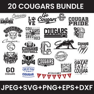 Cougars SVG Bundle, cougars svg, school spirit svg, Cougar school mascot svg, School Spirit Cougar svg, eps, dxf, png, jpg, vinyl cut file