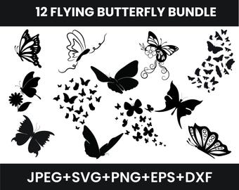 Fjärils-SVG-paket: Lagerfiler för Cricut och Silhouette (digital nedladdning)