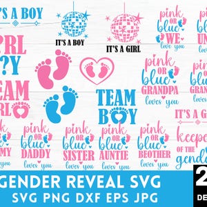 Rosa o azul Te amamos SVG, Rosa o azul Mamá Papá Te Ama SVG, Revelación de género SVG, Camiseta de revelación de género SVG, Huella de bebé