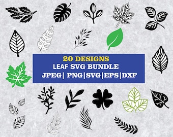 Hand Drawn Leaf SVG Bundle: Autumn Leaves Clipart (Digital Download)