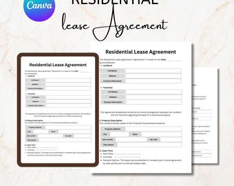 Editable Rental Agreement Template: Landlord Lease Contract (Canva, Digital Download, Printable, Letter Size 8.5x11in)