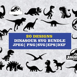 Dinosaur Silhouette SVG Bundle: 20 Dino Designs for Cricut (Digital Download)
