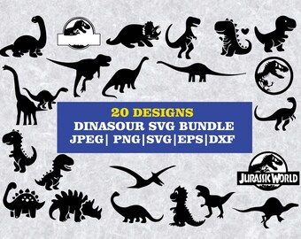 Dinosaur Silhouette SVG Bundle: 20 Dino Designs for Cricut (Digital Download)