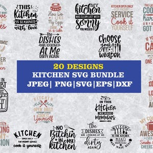 Kitchen Svg Bundle, Kitchen Monogram, Baking Svg, Cooking Svg, Potholder Svg, Kitchen Quotes Svg, Cut Files Cricut, Cutting Board Png