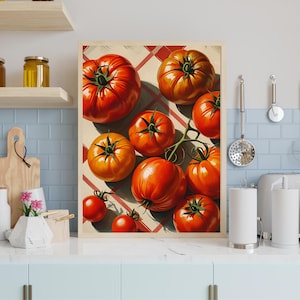 Tomato Print, Kitchen Wall Art, Food Art, Mediterranean Print, Printable Wall Art, Eclectic Kitchen, Food Print, Vintage Art Print, Trendy