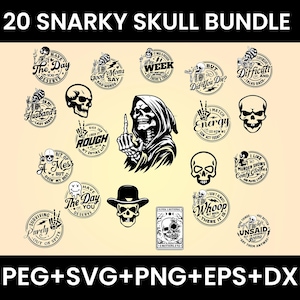 Skull SVG Bundle: Snarky Skull Clipart (Digital Download)