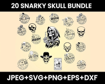 Paquete SVG de calavera: Clipart de calavera sarcástica (descarga digital)