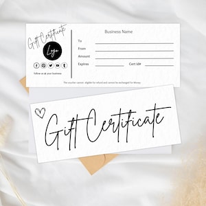 Editable Gift Certificate Template, Printable Gift Voucher, Editable Gift Certificate, Printable Gift Card, Small Business Supplies