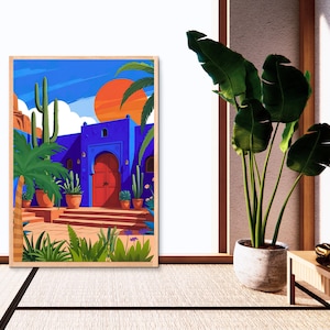 Jardin Majorelle Print: Moroccan Garden Illustration (Digital Download