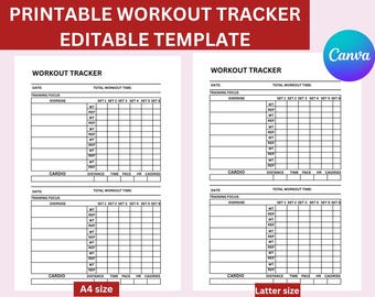Printable Fitness Planner: Workout & Meal Tracker (A4/US Letter)