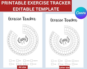 Printable Workout Tracker: Daily Exercise Log (A4, US Letter)