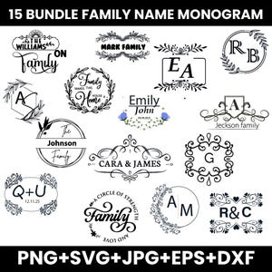 Family Name Monogram SVG Bundle: Wedding, Cricut (Digital Files)