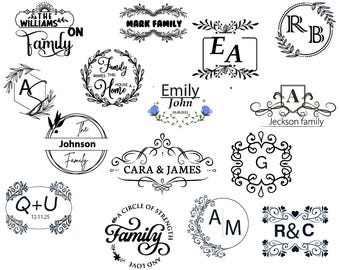Familienname Monogramm SVG Bundle: Hochzeit, Cricut (Digitale Dateien)