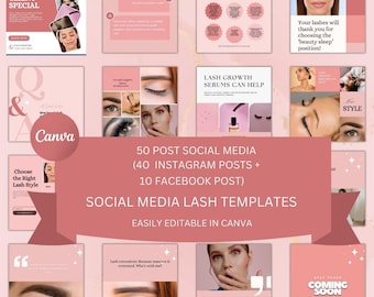 Plantillas de publicaciones de Instagram sobre tecnología de pestañas: Diseño editable en Canva (descarga digital)