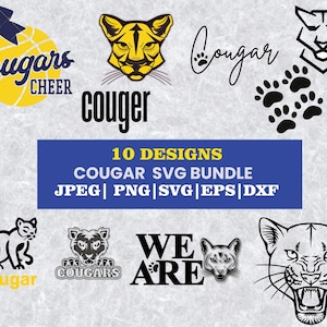 Cougars SVG-bundel: schoolgeest mascotte gesneden bestanden (digitale download)