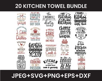 Lustiges Küchenhandtuch SVG Bundle: Sarkastische Küche Zitate (Digitaler Download)