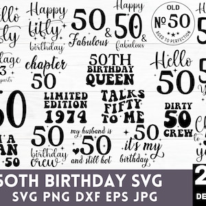 50e verjaardag SVG-bundel, 50e verjaardag Svg, Vintage 1975 Svg, vijftig verjaardag Svg, verjaardag Clipart, vijftig SVG, vijftig verjaardag Svg