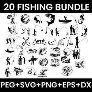 FISHING SVG Bundle, FISHING Svg Cut Files for Cricut, Fisherman catching fish svg, Fishing Lure Svg, Bass Svg, Trout Svg, Hook Svg