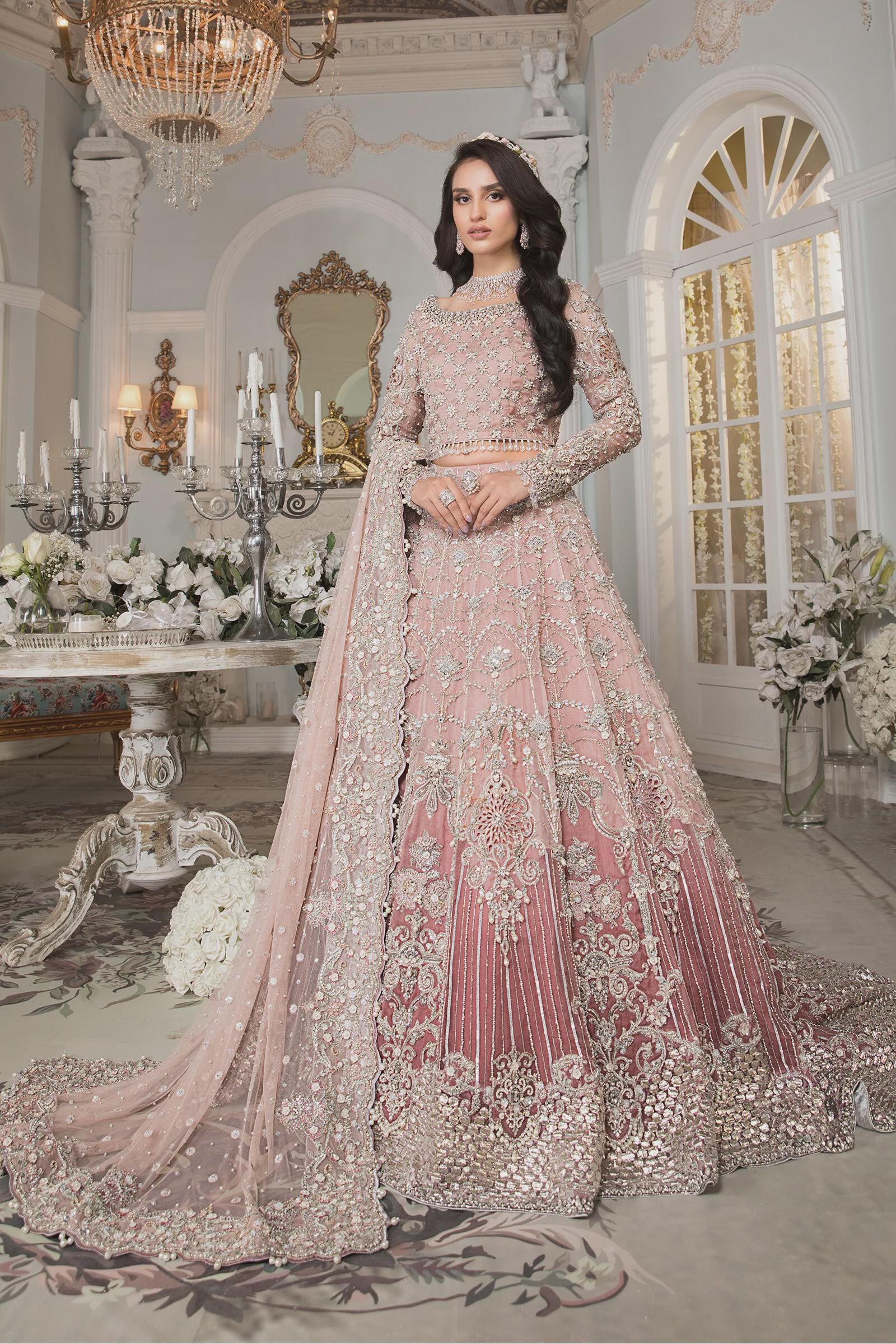 pakistani bridal dresses in pink colour Pakistani Bridal Dress in Pink Color for Wedding #J4318