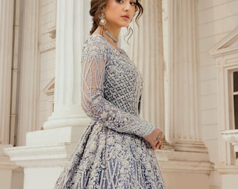 ice blue engagement dress Attractive Ice Blue Ball Gown Lace Wedding Dress