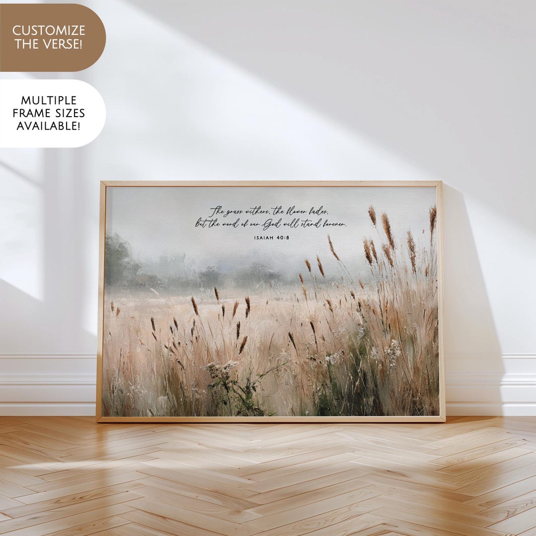 Scripture Wall Art Farmhouse Style Bible Verse Canvas Print Christian ...