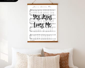 Jesus Loves Me Sheet Music Art Print Digital Download Christian Nursery Decor Worship Song Poster Vintage Hymn Print Modern Faith Art