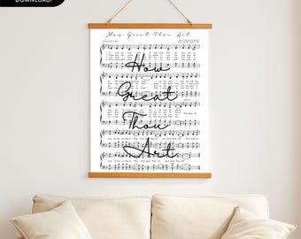 How Great Thou Art Sheet Music Art Vintage Hymn Decor Christian Wall Art Hymn Wall Decor Religious Digital Modern Faith Art Worship Sign Art