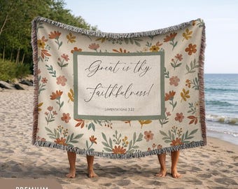 Woven Blanket Floral Throw Cozy Home Living Room Bedroom Decor Gift For Her Fall Decor Soft Blanket Cottagecore Vibe Country Cottage Gift