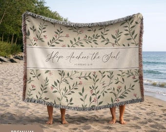 Woven Blanket Floral Throw Farmhouse Blanket Cozy Throw Neutral Decor Living Room Boho Blanket Gift For Her Bridal Shower Housewarming Gift