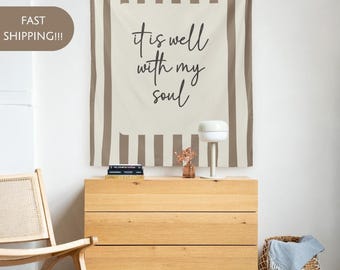 Hymn Wall Art Christian Decor Striped Hanging Soul Lyric Banner Living Room Tapestry Gift For Her Modern Scripture Faith Based Backdrop Sign