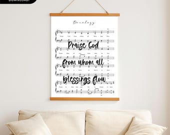 Doxology Art Sheet Music Print Vintage Hymn Decor Christian Wall Art Hymn Wall Decor Religious Digital Modern Faith Art Music Room Poster