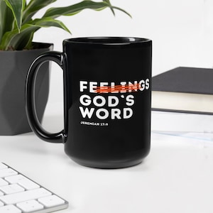 Christian Coffee Mug with God’s Word Design Faith Based Gift for Him or Pastor Quiet Time Scripture Cup for Bible Study