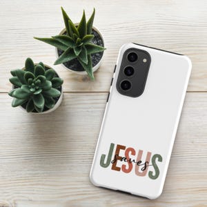Christian Samsung Case Jesus Saves Minimalist Bible Verse Phone Cover Faith Gift for Christians Shockproof Samsung S22 S23 S25