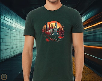 Camisa del metro de Nueva York — Tren n.° 1 (oscura) — Colección Empire / Ropa urbana vibrante de Nueva York
