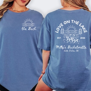 Custom Love On The Lake Bachelorette Comfort Colors Shirt Personalized Lake Bach Party T Shirt Lake Bride Mountain Camping Bach Lake Bach