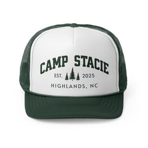 Custom Camping Trucker Hat: Personalized Bachelorette Glamping Merch