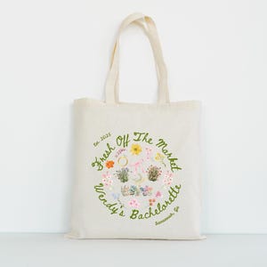 Fresh Off the Market Bridal Shower Gifts, Farmers Market Wildflower Bach Bachelorette Party Tote Bag, She&#39;s Fresh Off the Market Bach Party