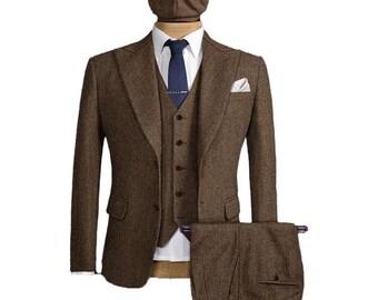 Peaky Blinders 3-piece Suit – Custom Tailored Vintage Tweed Wool