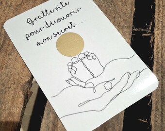 Lot de 2 Cartes à gratter annonce sexe bébé Fille ou garçon